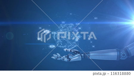 Image of network of connections over robot's arm Image of network of connections over robot's arm 116318880