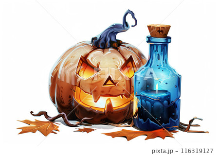 Halloween Pumpkin and Potion Bottle 116319127