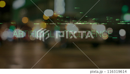 Image of artificial intelligence text over cityscape 116319614