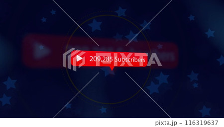 Image of media icon and shapes on blue background 116319637