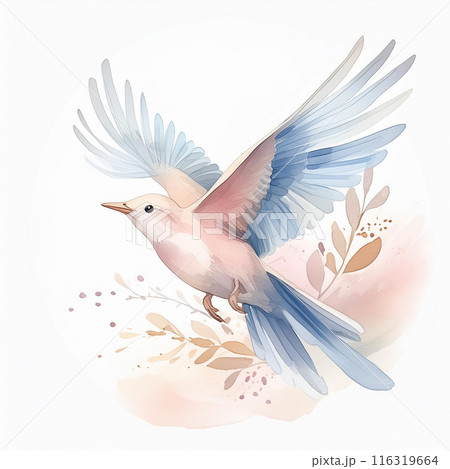 羽ばたく鳥の水彩イラスト 116319664