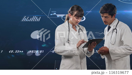Image of financial data processing over diverse doctors Image of financial data processing over diverse doctors 116319677
