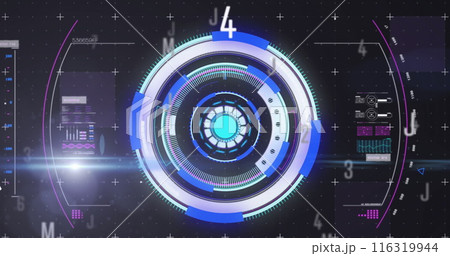 Image of scope scanning and data processing over black background 116319944
