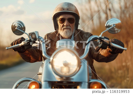 Senior Biker on Motorcycle 116319953