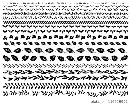 手描き風の植物のシルエットのラインセット 116319991