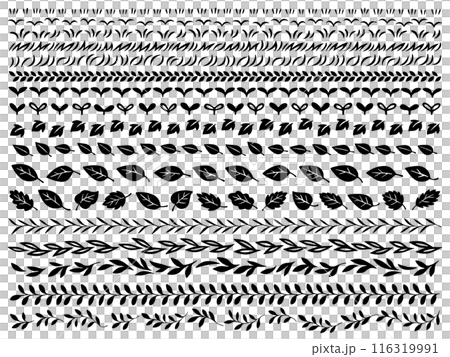 手描き風の植物のシルエットのラインセット 116319991