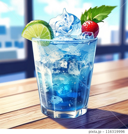 グラスに入った冷たいソーダ グラスに入った冷たいソーダ 116319996