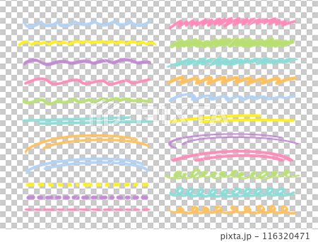 カラフルな手書きのデザインラインセット カラフルな手書きのデザインラインセット 116320471