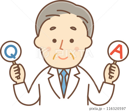 QとAの札を持った医者のイラスト 116320597