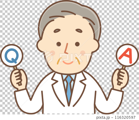 QとAの札を持った医者のイラスト 116320597