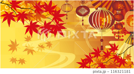 秋の紅葉和風背景 116321181