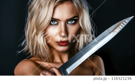 Confident young woman wielding a gleaming...のイラスト素材 [116321236] - PIXTA