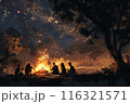 friendship-day Friends Around a Campfire - Digital Painting 116321571