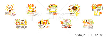 Happy Teachers Day Labels and Badges Original Design Vector Set Happy Teachers Day Labels and Badges Original Design Vector Set 116321850