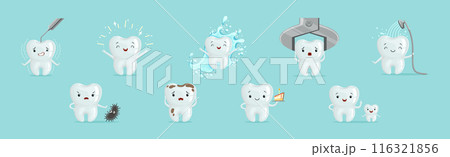 Funny Tooth Character with Cute Face Vector Set Funny Tooth Character with Cute Face Vector Set 116321856