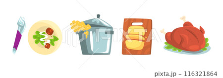 Chef Cooking Different Object and Item Vector Set 116321864