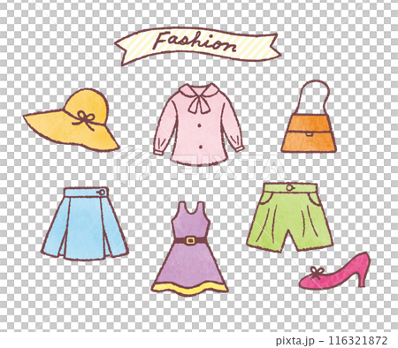 時尚單品:衣服、襯衫、包包、洋裝、帽子、裙子、褲子、鞋子 時尚單品:衣服、襯衫、包包、洋裝、帽子、裙子、褲子、鞋子 116321872