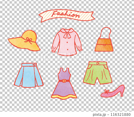 おしゃれなファッションアイテム　洋服　シャツ　バッグ　ワンピース　帽子　スカート　パンツ　靴 116321880