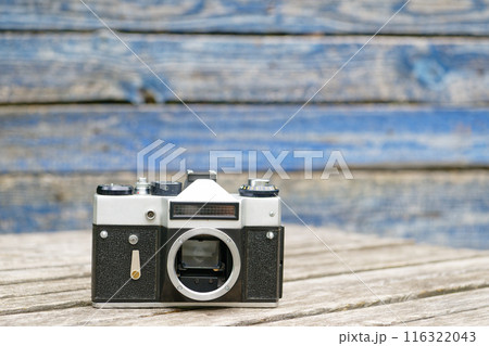 Vintage 35mm film camera without a lens 116322043