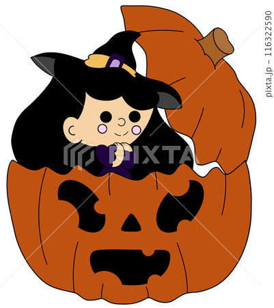 Halloween witch in pumpkin  116322590