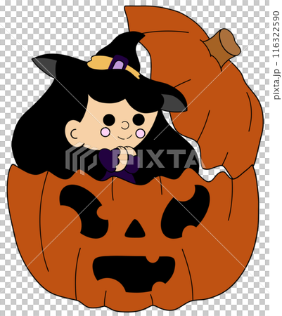 Halloween witch in pumpkin  116322590