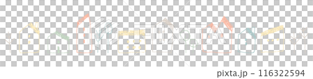 並んだかわいい家の手描きの線画_横長_くすみカラー5色 116322594
