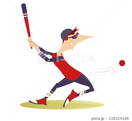 Cartoon baseball player.  Cartoon baseball player. Baseball batter in game action 116324100