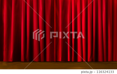 Luxurious Red Stage Curtain in a Theater Setting create an elegant backdrop for the performance Luxurious Red Stage Curtain in a Theater Setting create an elegant backdrop for the performance 116324133