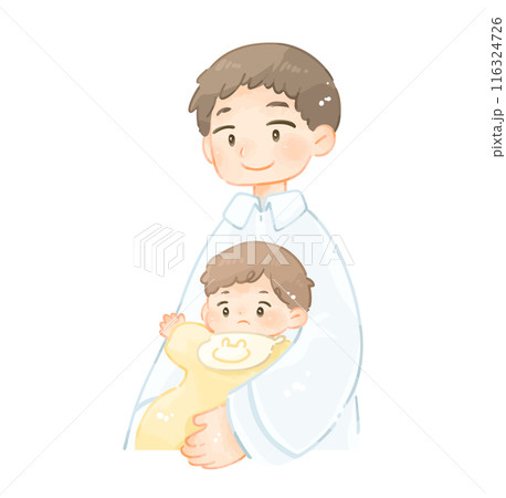 赤ちゃんを抱っこする父親 116324726