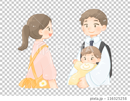 A father who leaves his child at a nursery school before work 116325258