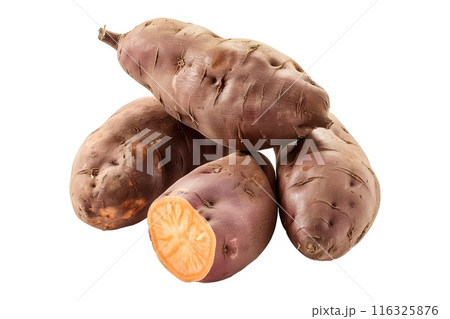 Beauregard orange sweet potatoes isolated on a white background 116325876