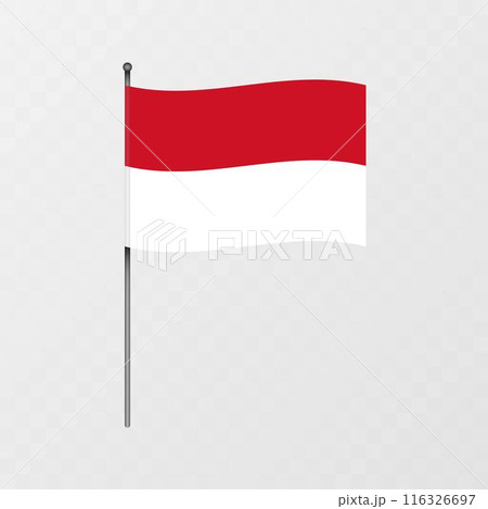 Monaco flag on flagpole. Vector illustration. 116326697