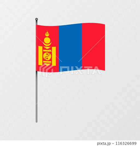Mongolia flag on flagpole. Vector illustration. 116326699