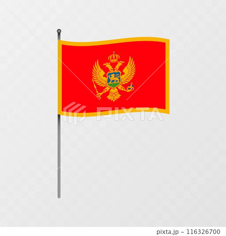Montenegro flag on flagpole. Vector illustration. 116326700