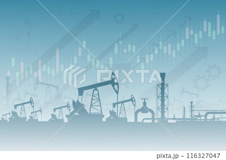 Oil rigs and pumps. Industrial abstract landscape 116327047