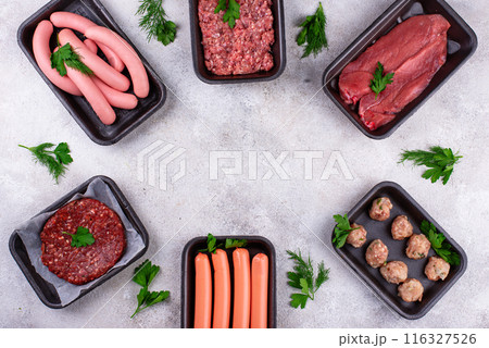 Assortment of different vegan plant based meat 116327526