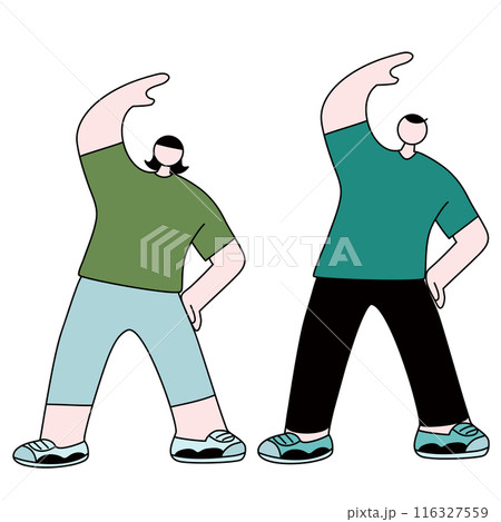 体操をする男女のベクター線画 体操をする男女のベクター線画 116327559