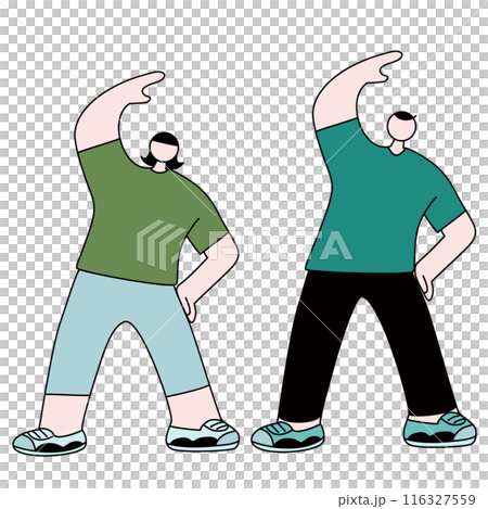 体操をする男女のベクター線画 体操をする男女のベクター線画 116327559