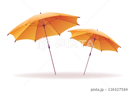 Orange beach umbrellas on white background summer sunshade illustration outdoor shade concept 116327584