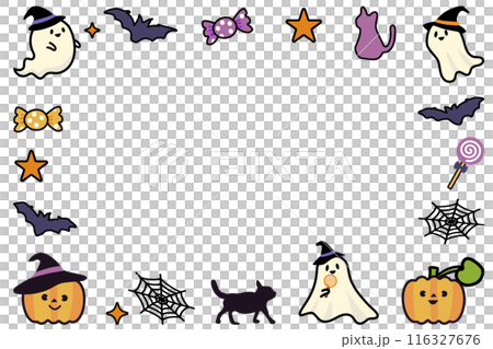 ハロウィンの素材で囲ったかわいい四角のフレーム 116327676