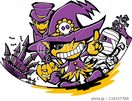 イラスト＜ハロウィンキャラ・魔法使い・ドラキュラ・ミイラ男＞ 116327768