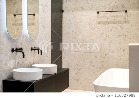 Luxurious Bathroom with Double Sink Luxurious Bathroom with Double Sink 116327989