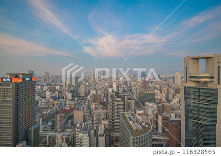 大阪の街並み、大阪駅付近、大阪駅前第3ビル展望室 大阪の街並み、大阪駅付近、大阪駅前第3ビル展望室 116328565