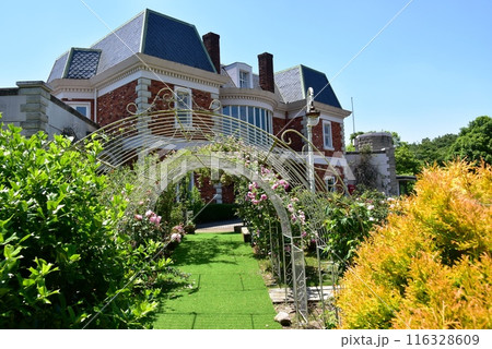 栃木県那須町　那須高原のダイアナガーデンエンジェル美術館と満期のバラ 116328609