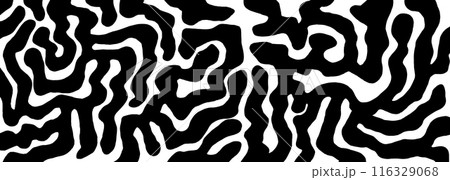 Abstract modern geometric curved Wavy and swirled brush strokes vector  ornament background. abstract shapes in doodle grunge style. 116329068