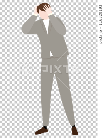 向量圖的一個商人抱著他的頭 116329193