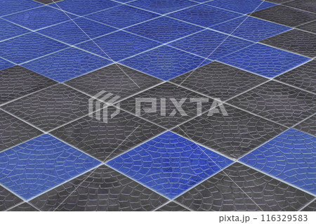 Diagonal Pattern Lines Stripes Blue And Black Color Paving Stone Tiles Mosaic Floor Street City Texture Background Diagonal Pattern Lines Stripes Blue And Black Color Paving Stone Tiles Mosaic Floor Street City Texture Background 116329583