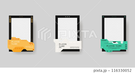 Collection of player frames template. Game card frame template design. 116330052