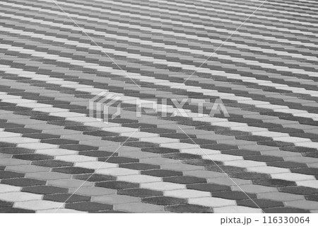 Grey Pattern Lines Stripes Paving Stone Floor Surface Street Road City Texture Background Tile 116330064