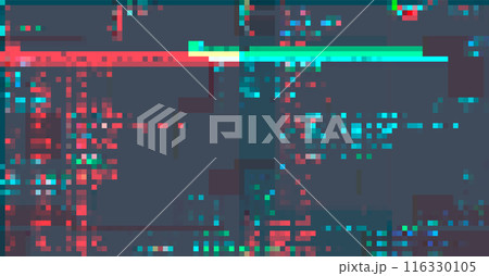 Trendy glitch pattern on dark background. Abstract geometric elements 116330105
